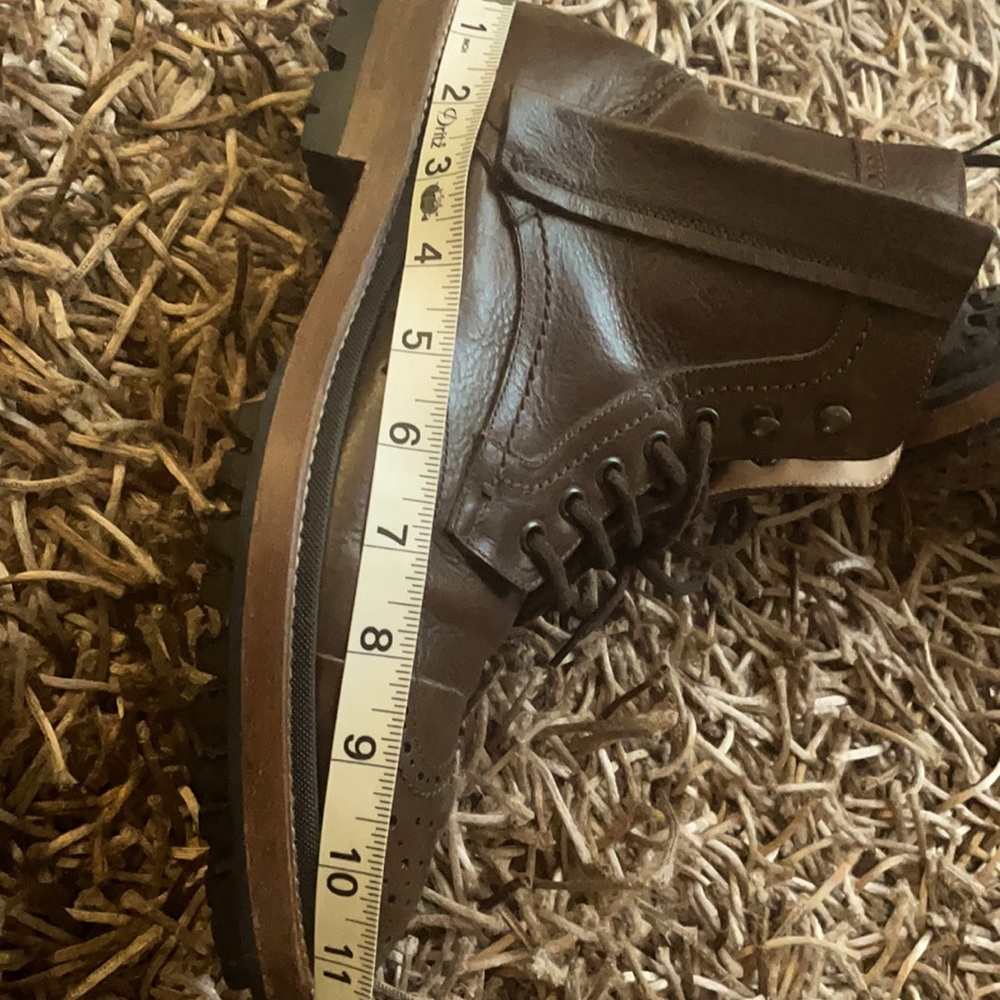 Lanvin Men's Brown Leather Brogue Combat Boot - Picture 10 of 12